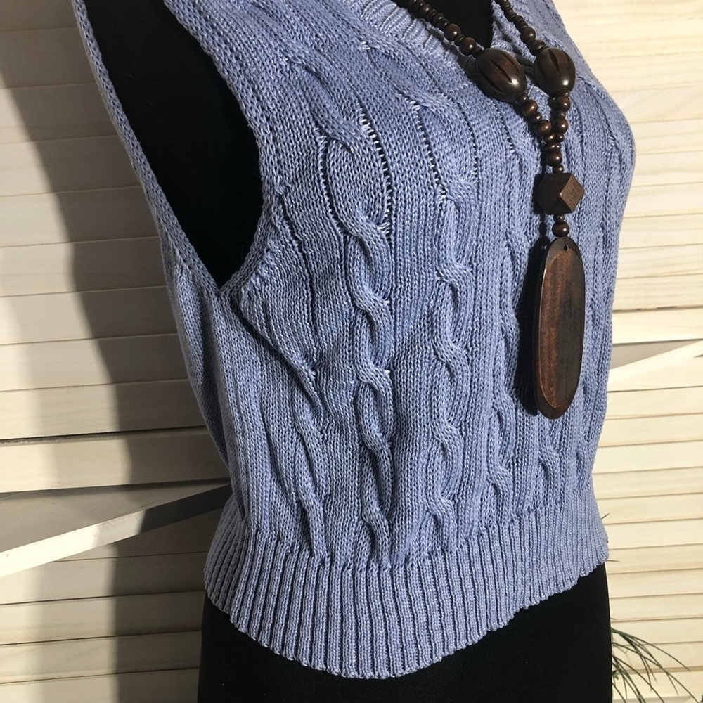 vintage Y2K sweater vest preppy style cable knit academia school girl grunge s - Picture 7 of 8